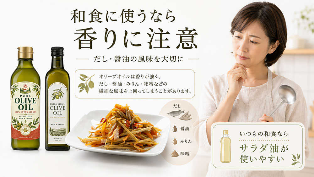 和食に使うならオリーブオイルの香りに注意する