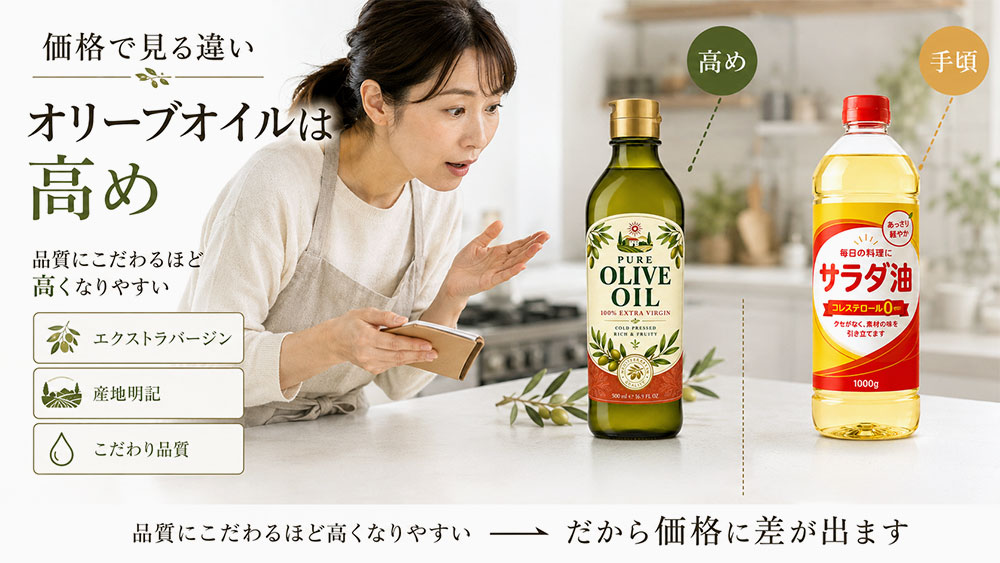オリーブオイルは価格が高くなりやすい