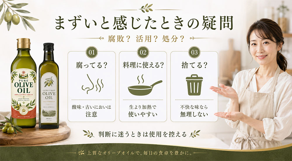 オリーブオイルがまずいと感じるときのよくある疑問