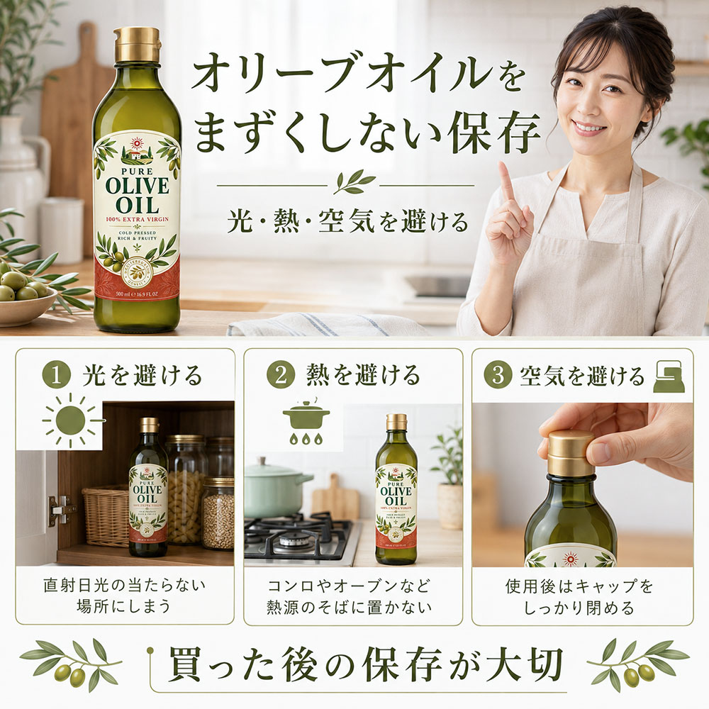 オリーブオイルをまずくしない保存方法