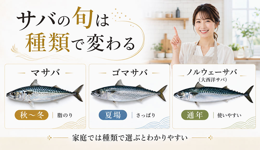 マサバ・ゴマサバ・ノルウェーサバの旬早見表