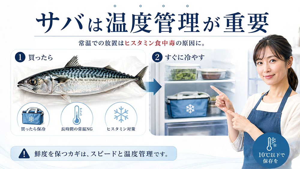 ヒスタミン食中毒を防ぐため常温放置しない
