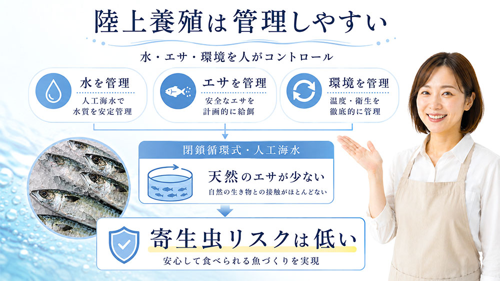 陸上養殖のサバにはアニサキスがいない?