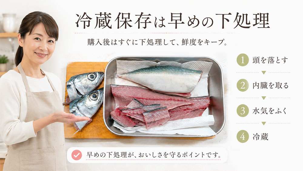 冷蔵保存は購入後できるだけ早く下処理する