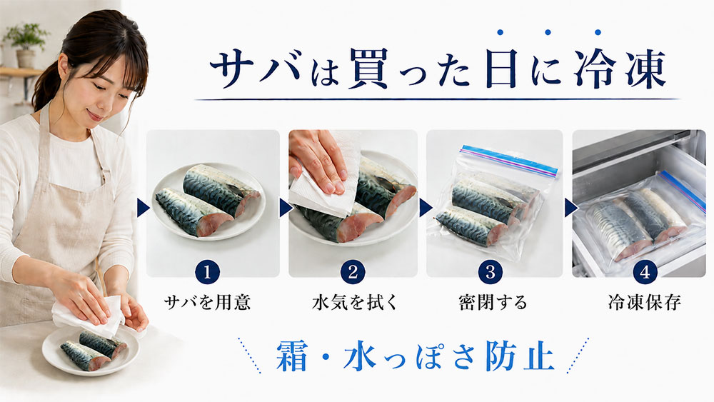 冷凍保存は水分を拭き取って密閉する