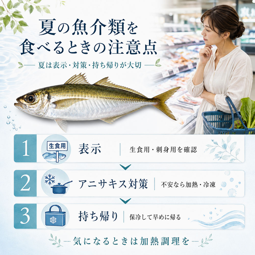 夏の魚介類を食べるときの注意点