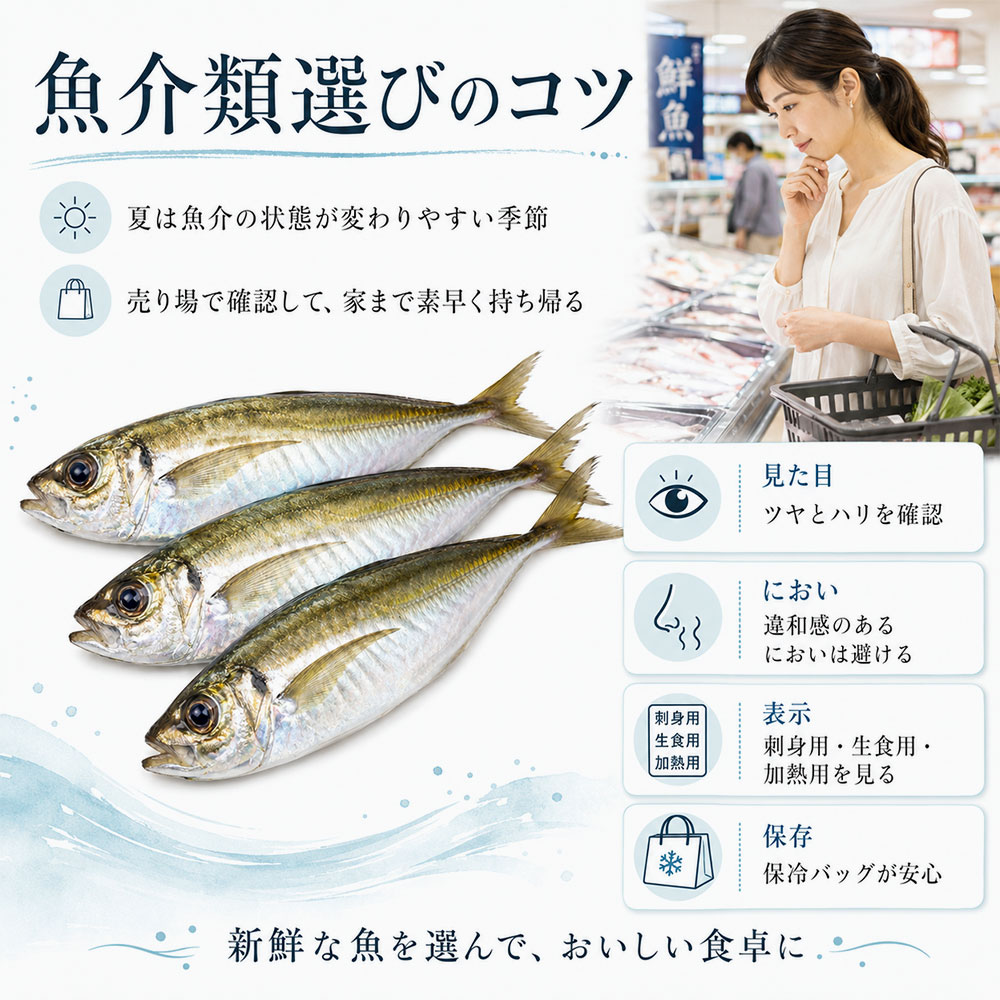 スーパーで夏の魚介類を選ぶときのポイント