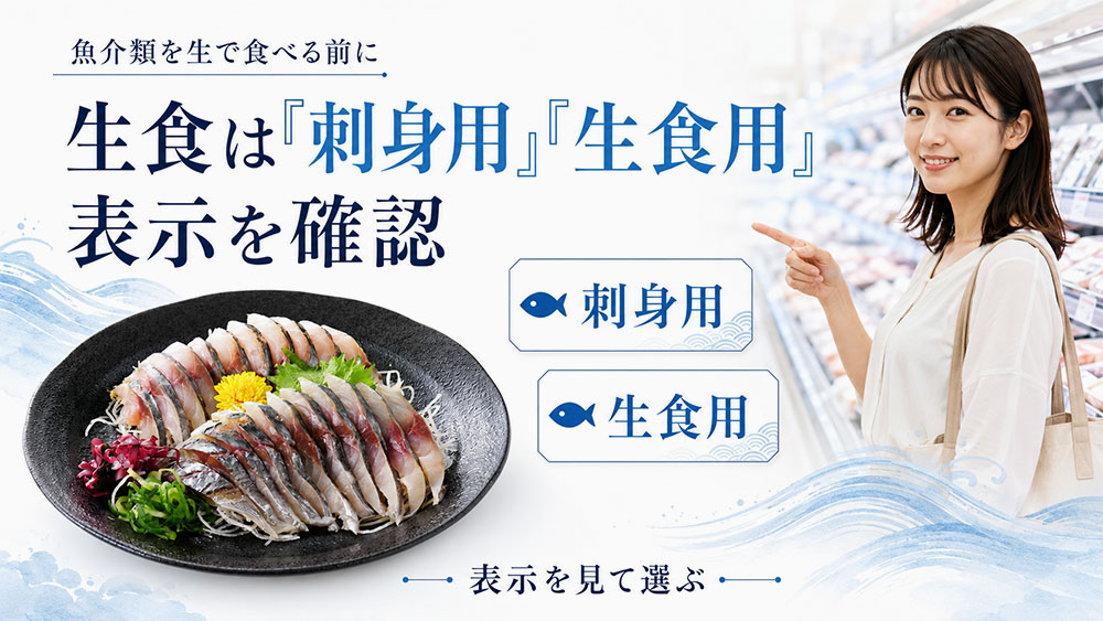 生食は「刺身用」「生食用」表示を確認する