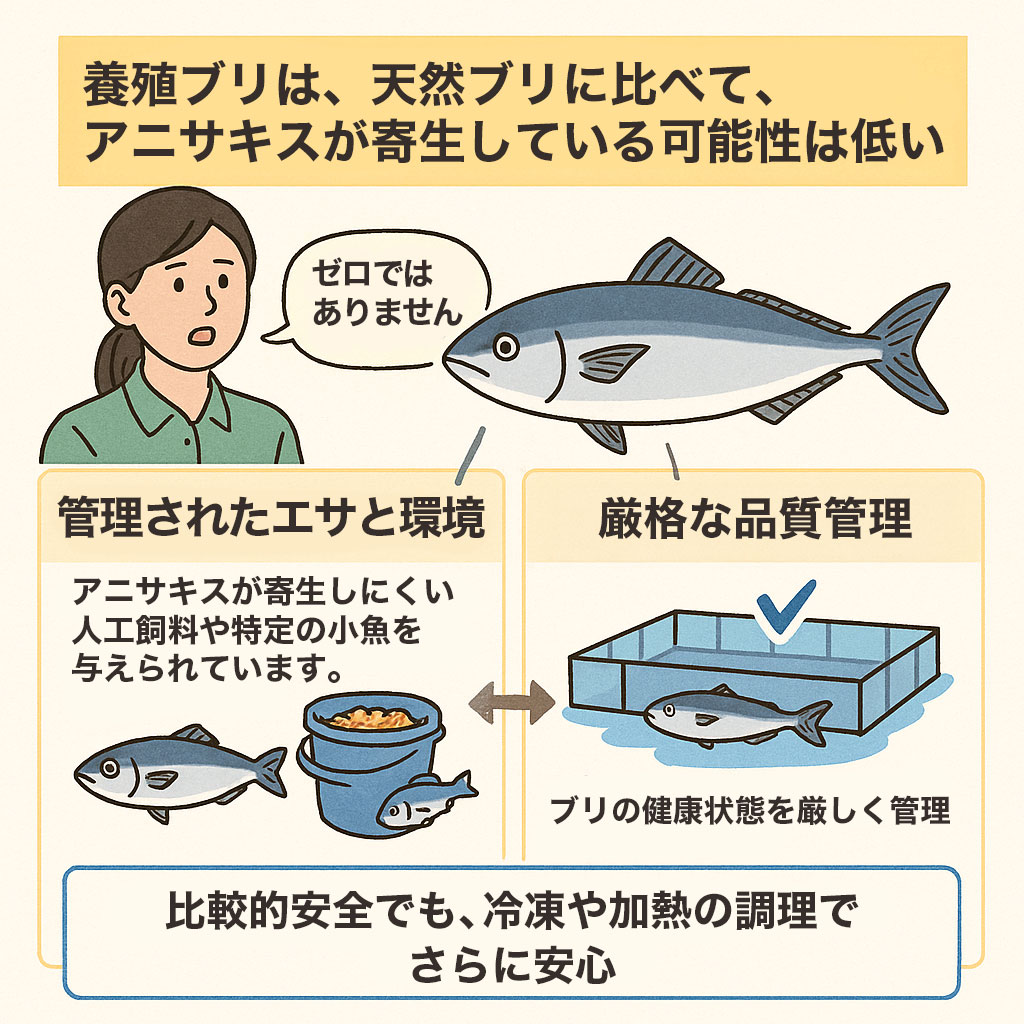 養殖ブリの特徴とアニサキスの可能性