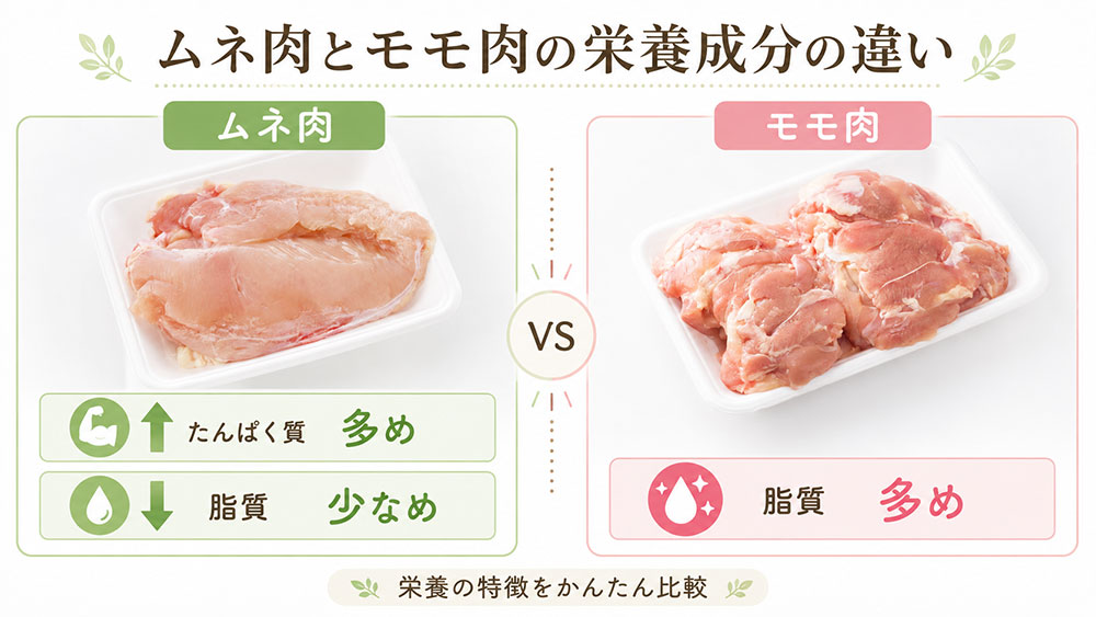 ムネ肉とモモ肉の栄養成分の違い