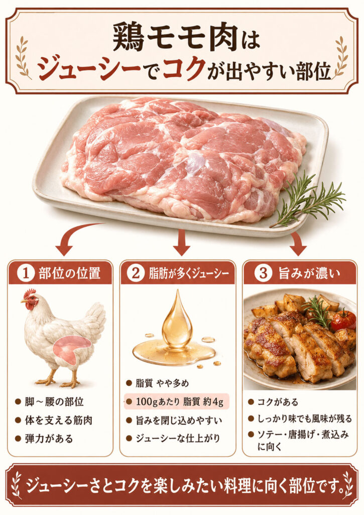 鶏モモ肉はジューシーでコクが出やすい部位