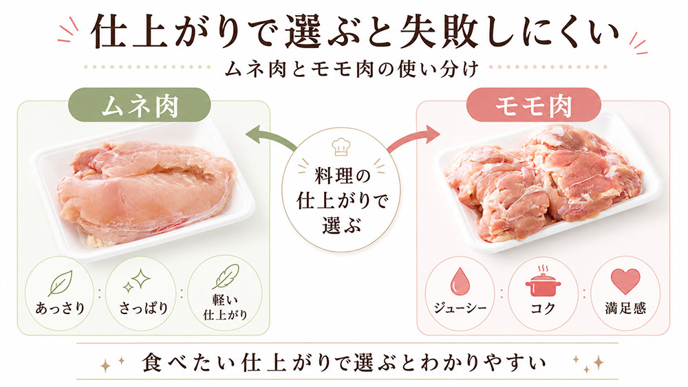 料理別|ムネ肉とモモ肉のおすすめの使い分け
