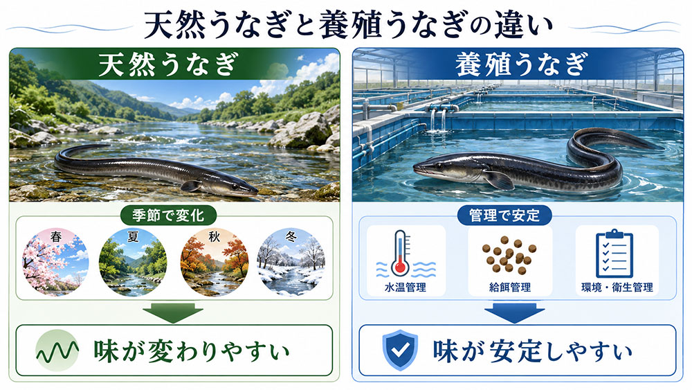 天然うなぎと養殖うなぎの旬の違い