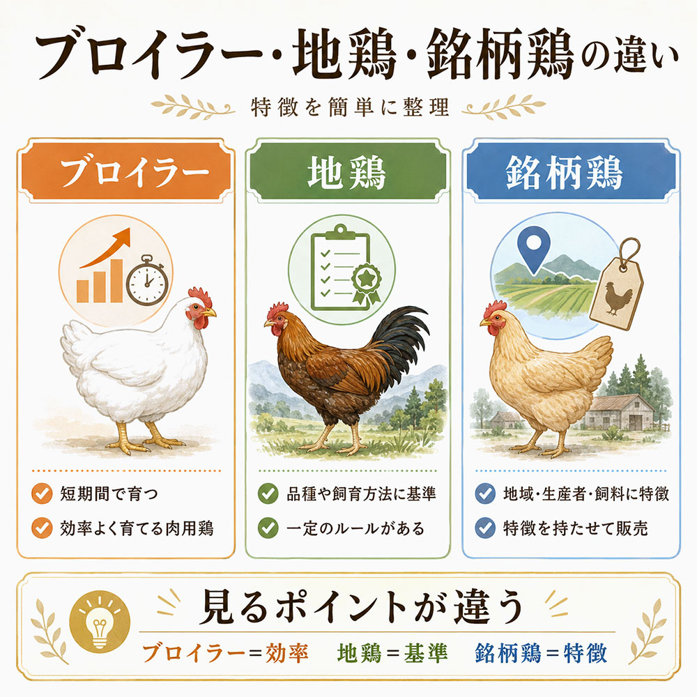 地鶏・銘柄鶏との違い