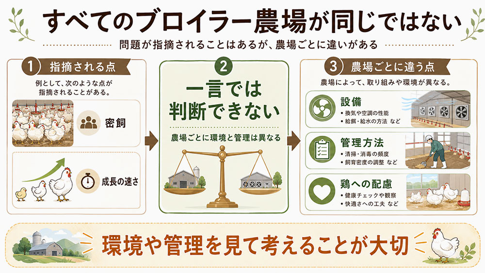 すべての鶏舎が劣悪な環境とは限らない