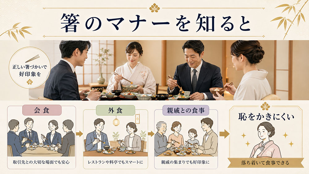 箸のマナーを知ると食事の場で恥をかきにくい