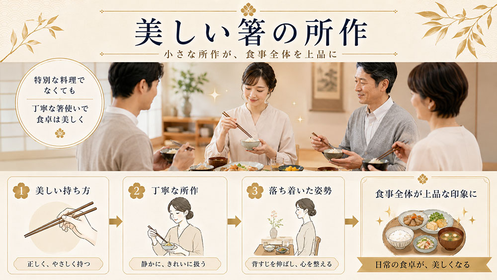 箸の所作が美しいと、食事全体が上品に見える