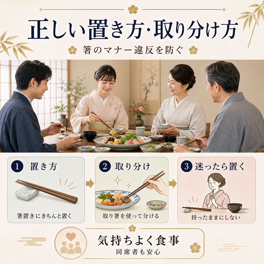 箸のマナー違反をしないための正しい置き方・取り分け方