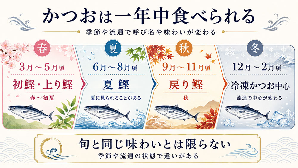 初鰹と戻り鰹以外の時期でもかつおは食べられる？