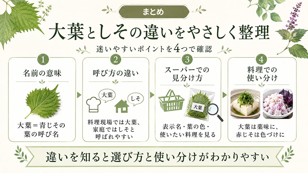 大葉としその違いをやさしく解説:まとめ