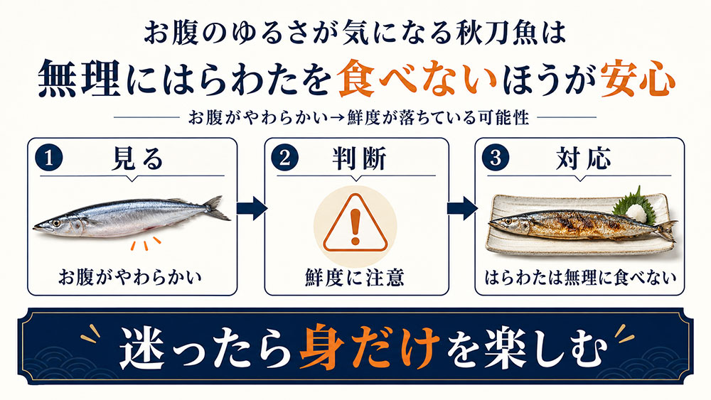 お腹のゆるさが気になる秋刀魚は無理に食べない
