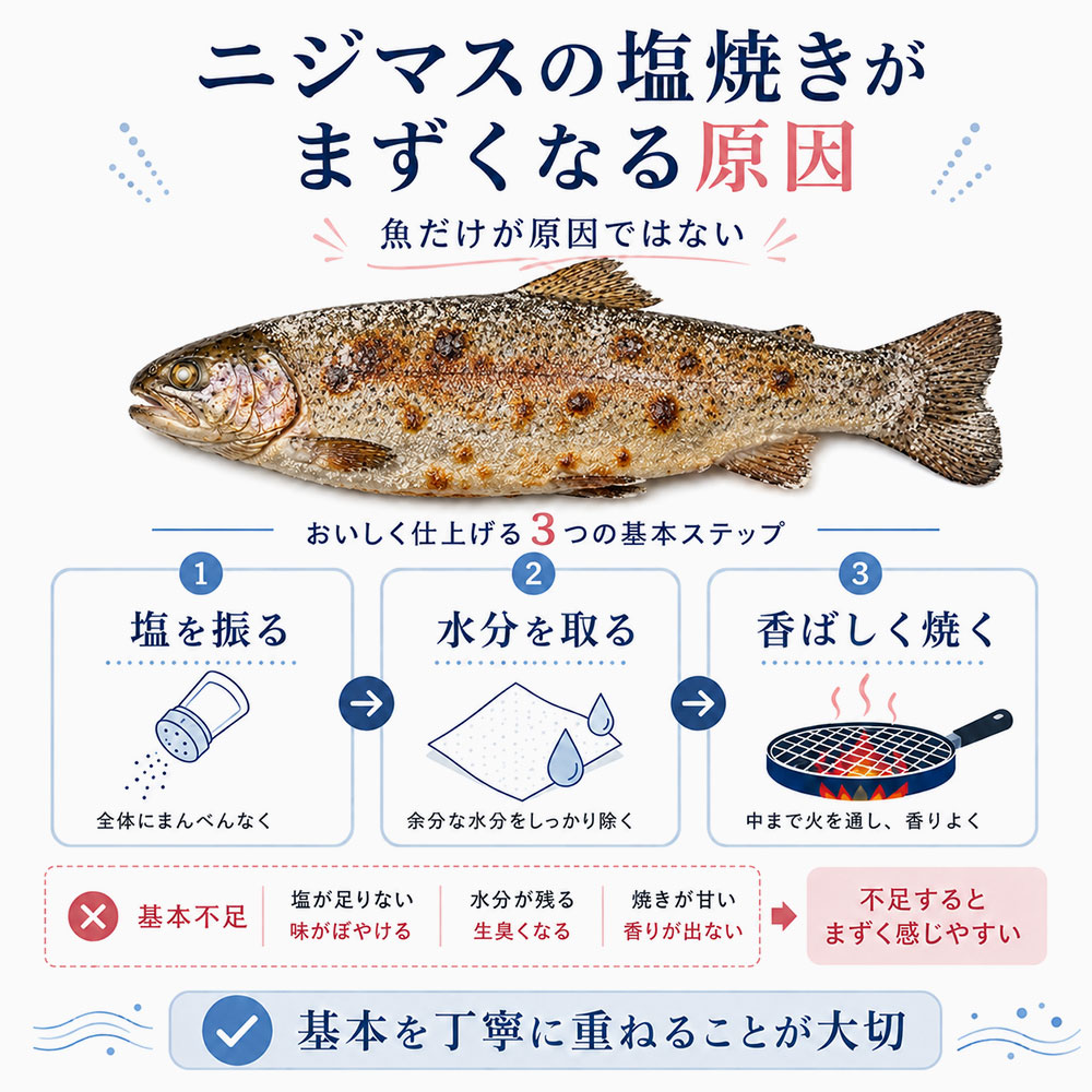 ニジマスの塩焼きがまずくなる原因