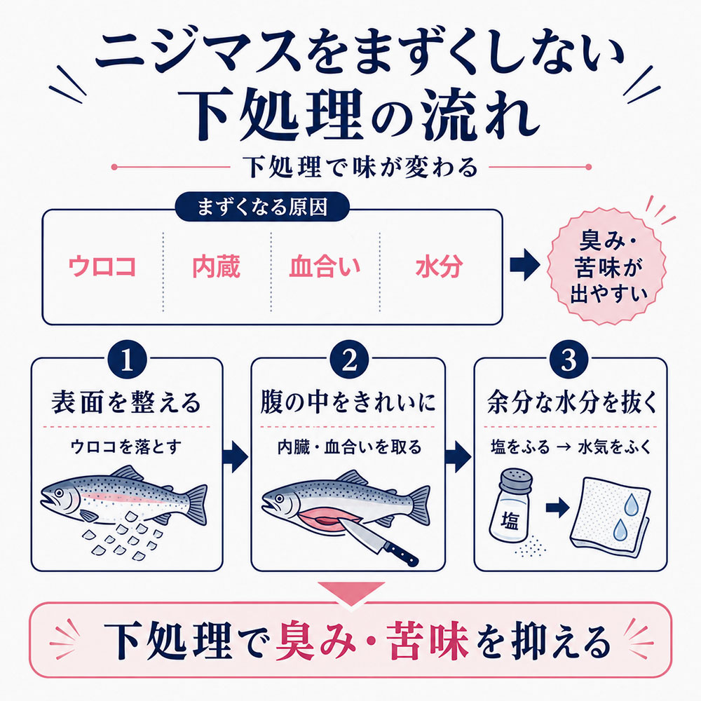 ニジマスをまずくしない下処理のコツ