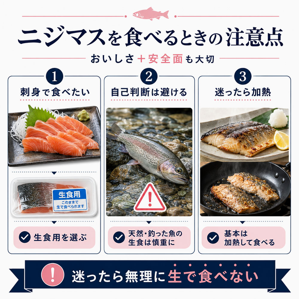 ニジマスを食べるときの注意点