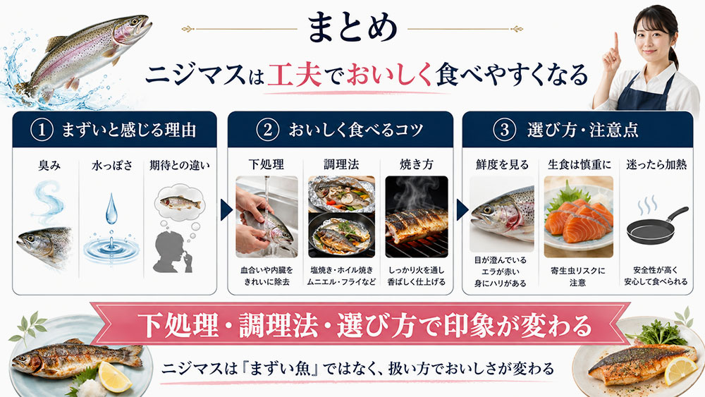 ニジマスがまずいと感じる:まとめ