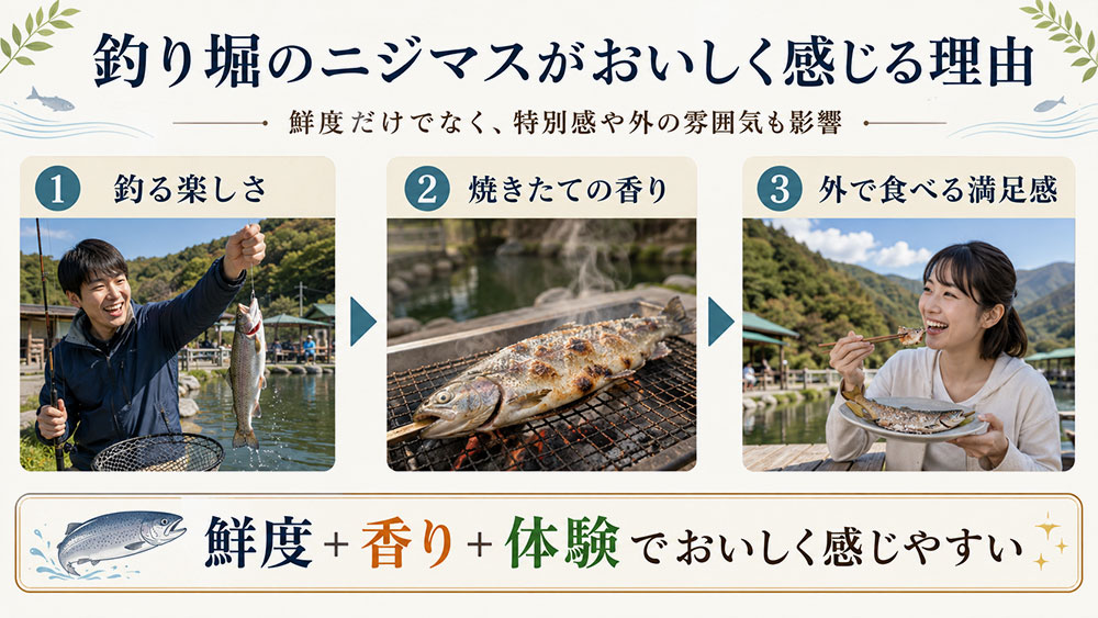 その場で食べるおいしさには鮮度と雰囲気が関係する