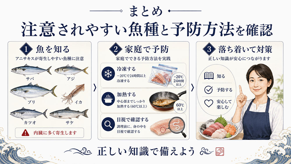アニサキスが多い魚に要注意：まとめ