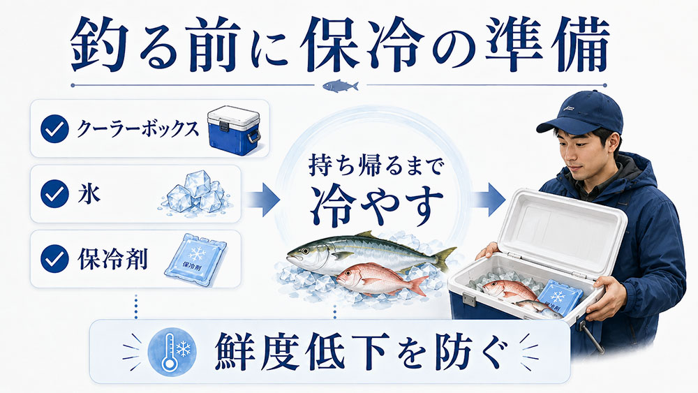 釣った魚は持ち帰るまでしっかり冷やす