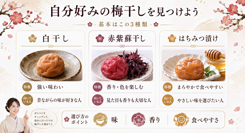 主な梅干しの種類とそれぞれの個性