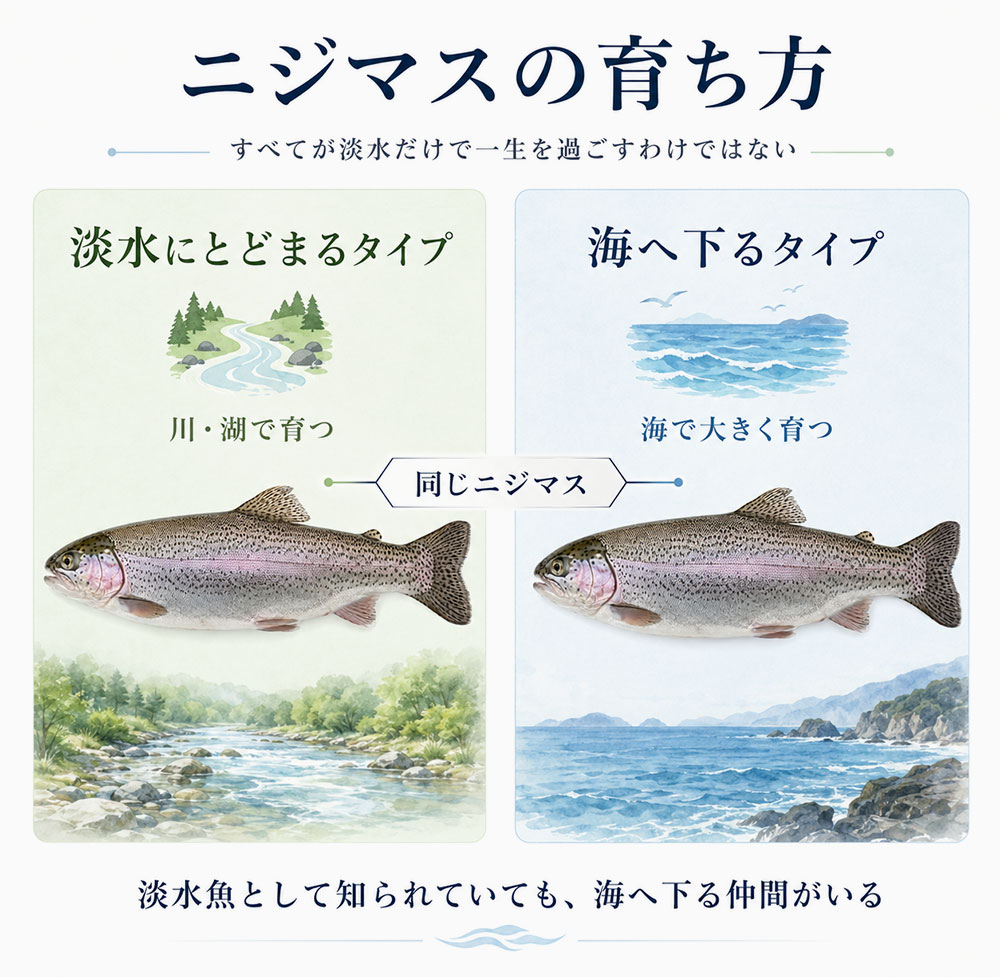 なぜ淡水魚のニジマスが海で養殖できるの?