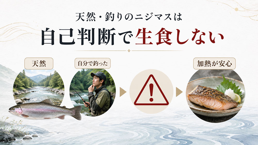 天然や釣ったニジマスは自己判断で生食しない