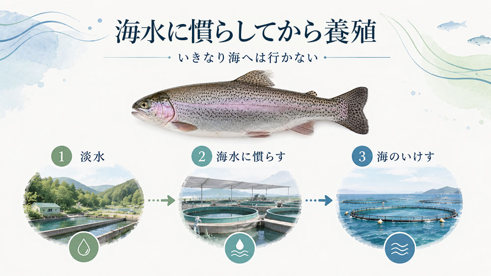 海水に慣らしてから養殖する仕組み