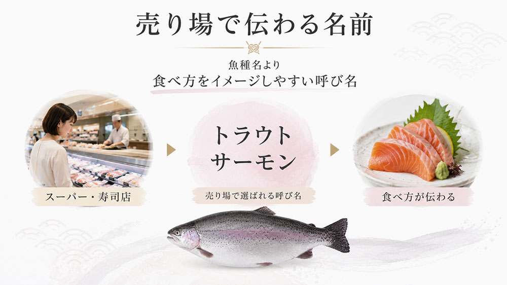 売り場では魚種名よりも食べ方や流通名で呼ばれやすい