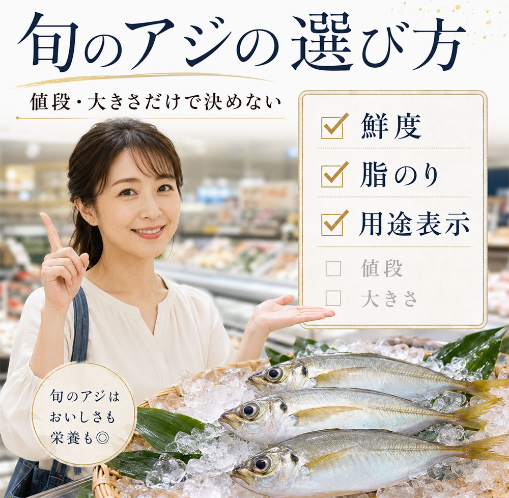 旬のアジをスーパーで選ぶポイント