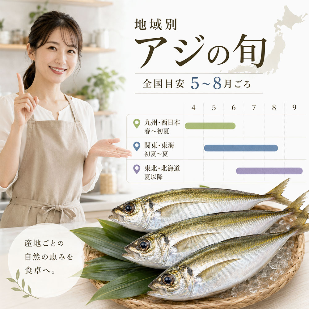 地域別に見るアジの旬カレンダー
