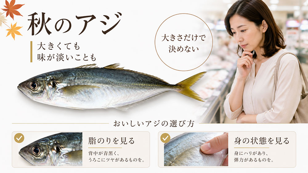 秋のアジは大きくても味が淡く感じることがある