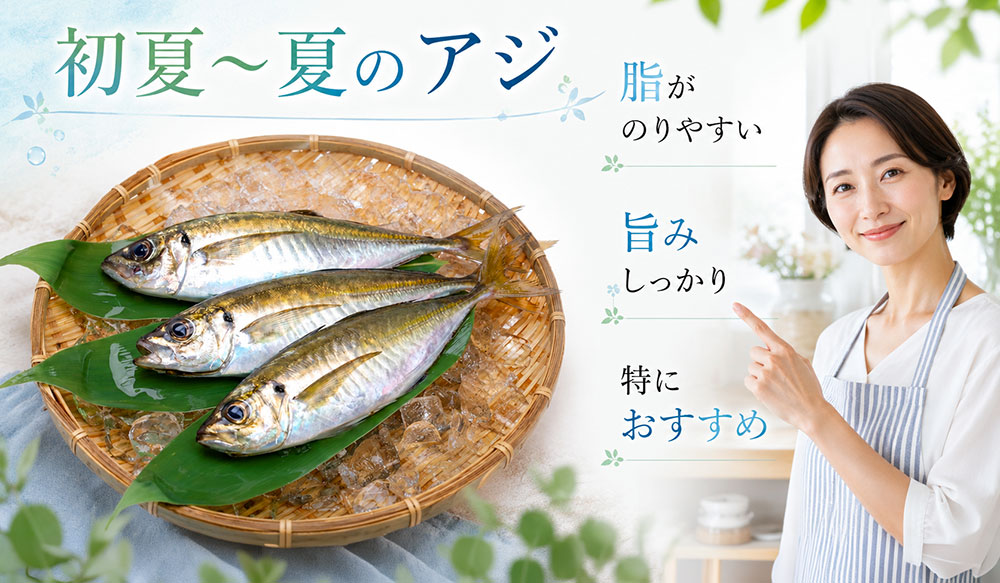 初夏から夏のアジは脂がのりやすい