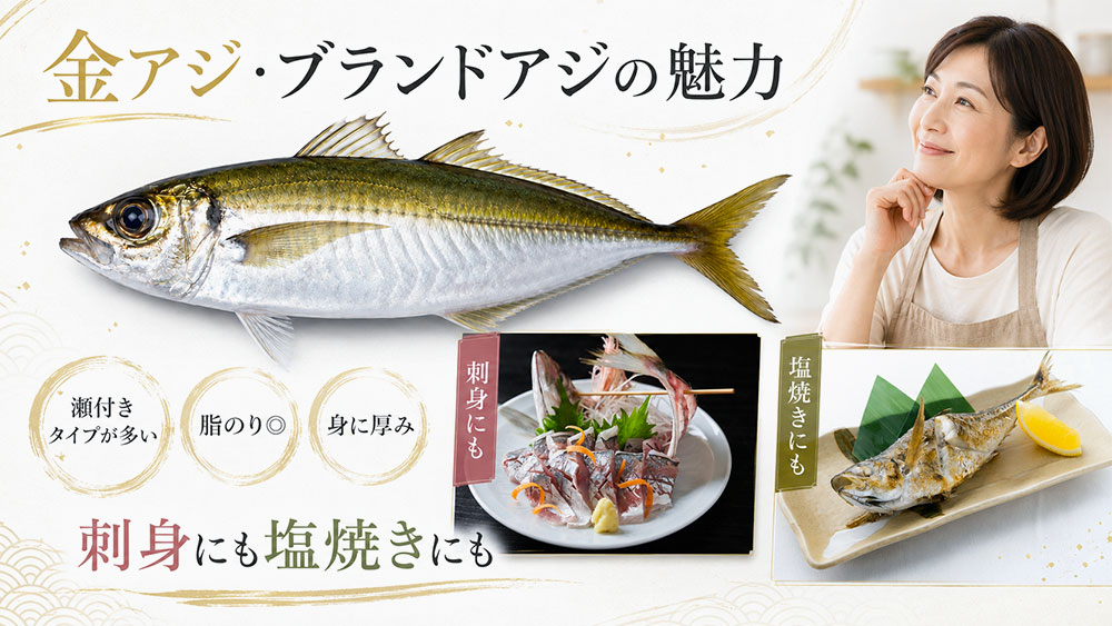 金アジやブランドアジは瀬付きタイプが多い