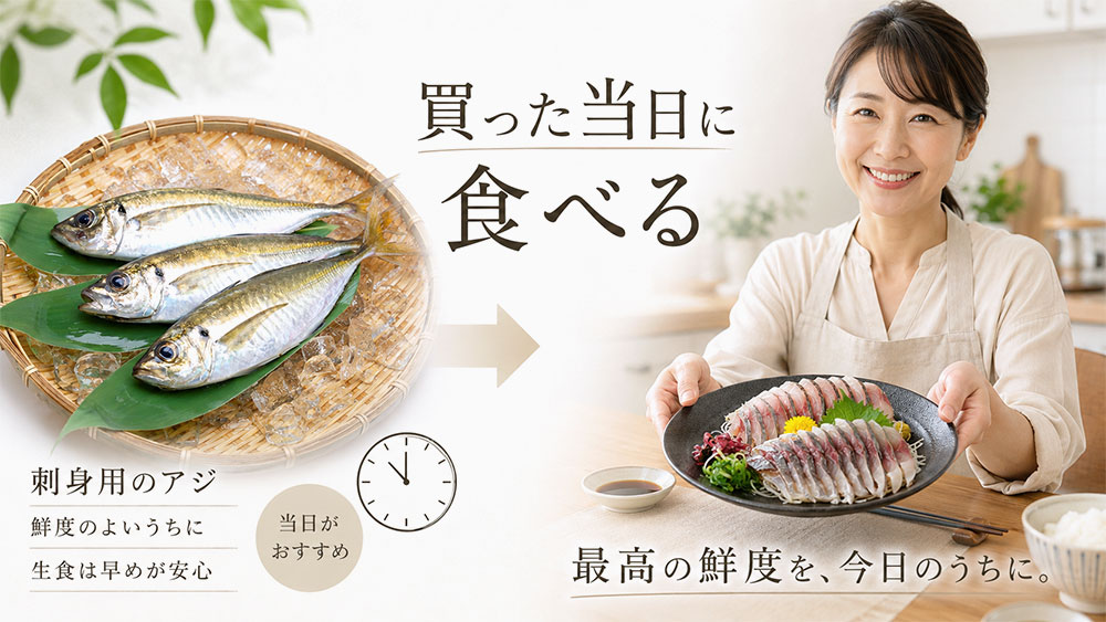 刺身用のアジは基本的に当日中に食べる