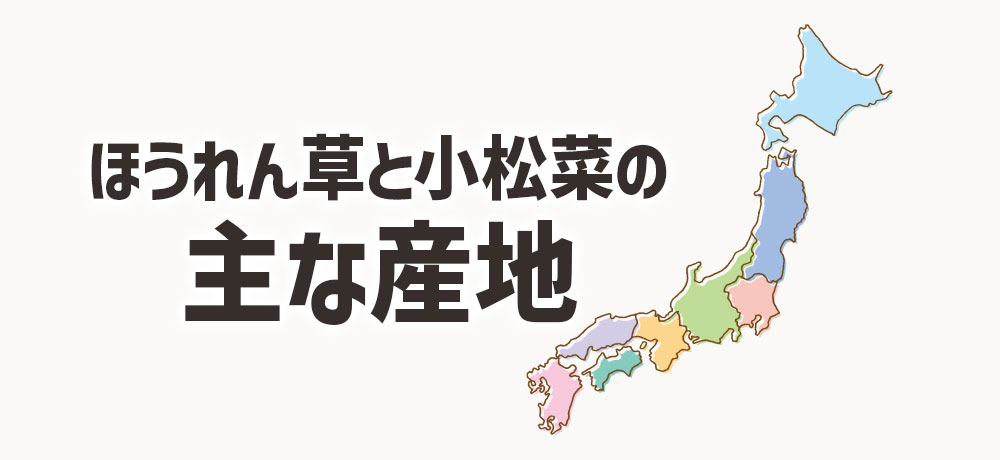 ほうれん草と小松菜の主な産地