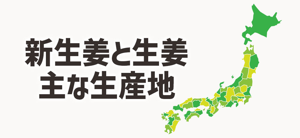 新生姜と生姜の主な生産地