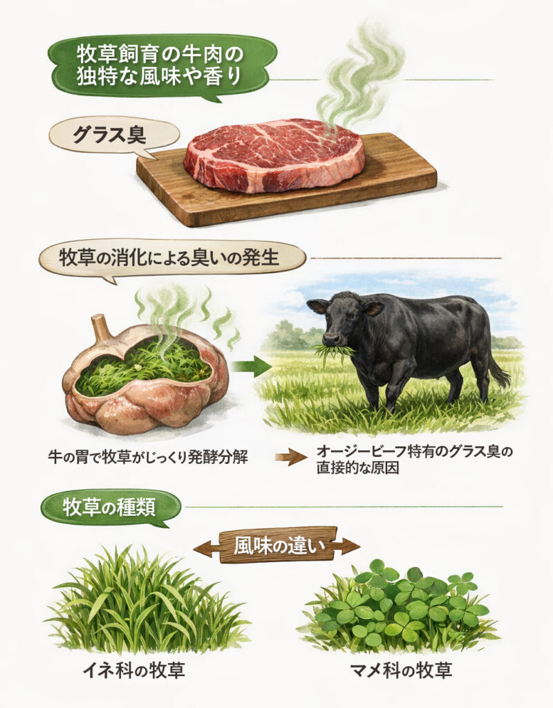 グラスフェッド（牧草飼育）によるグラス臭