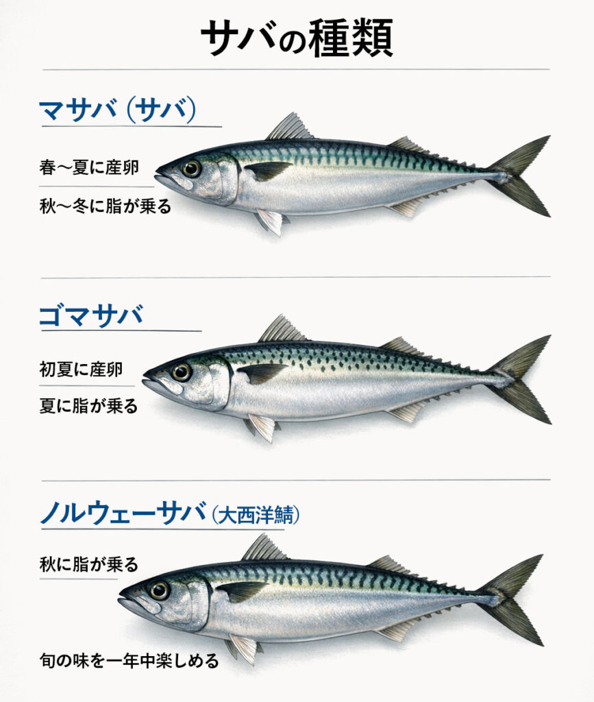流通している主なサバの種類