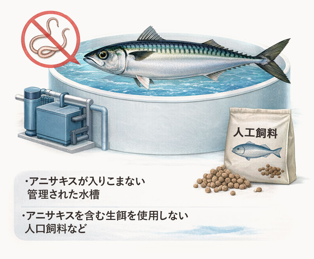 陸上養殖のサバにはアニサキスがいない