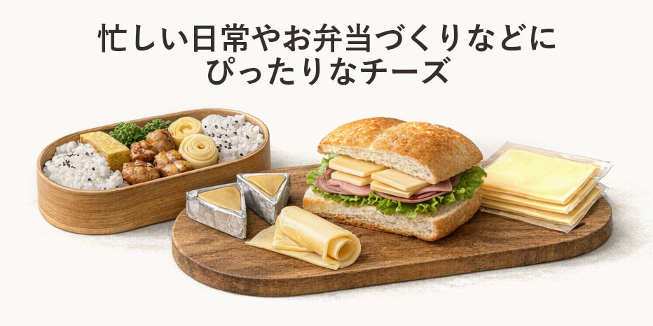 プロセスチーズは扱いやすく保存性が高いため、忙しい日常やお弁当づくりなどにぴったりなチーズです。