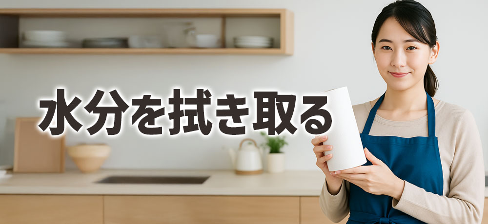 余分な水分を拭き取る